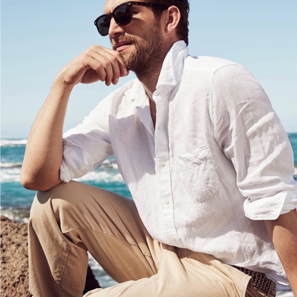 J.Crew Linen Patchwork Long Sleeve Button Down Me… - image 4